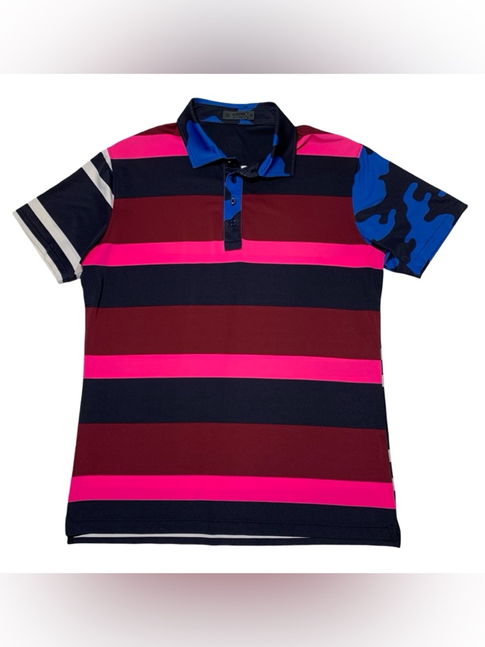 G/FORE Short Sleeved Striped Stretch Men’s M Polo Golf Shirt Camo Stripe
